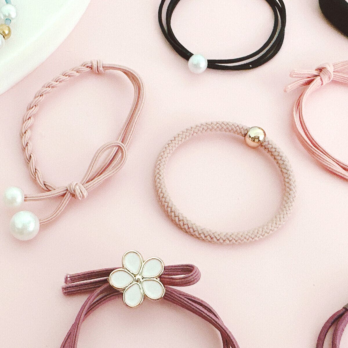 Set Of 8 Elastic Ponytail, Faux Pearl Hair Ties Elastic Hair Bands Ropes, Hair Elastics Scrunchies Ponytail Holders, Hair Accessories For Women Girls Set Of 8 Elastic Ponytail, Faux Pearl Hair Ties Elastic Hair Bands Ropes, Hair Elastics Scrunchies Ponytail Holders, Hair Accessories For Women Girls